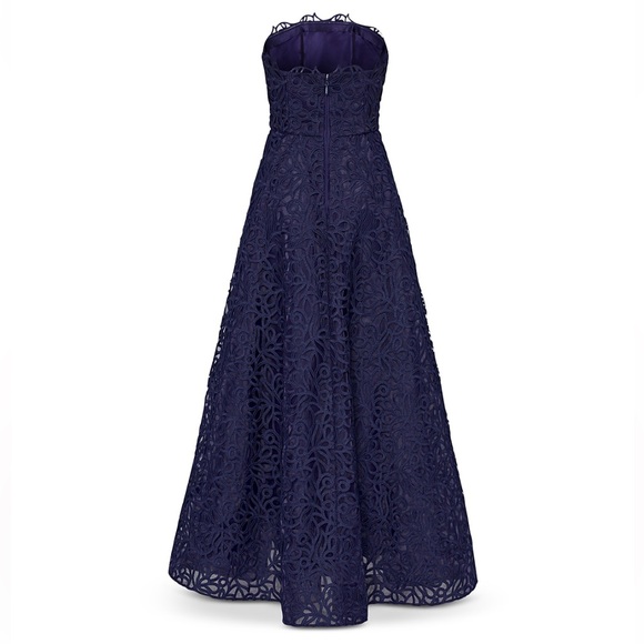 MILLY Sonja Curled Lace Strapless Midi Gown Navy A-Line Dress Size 10 NWT - Picture 5 of 5